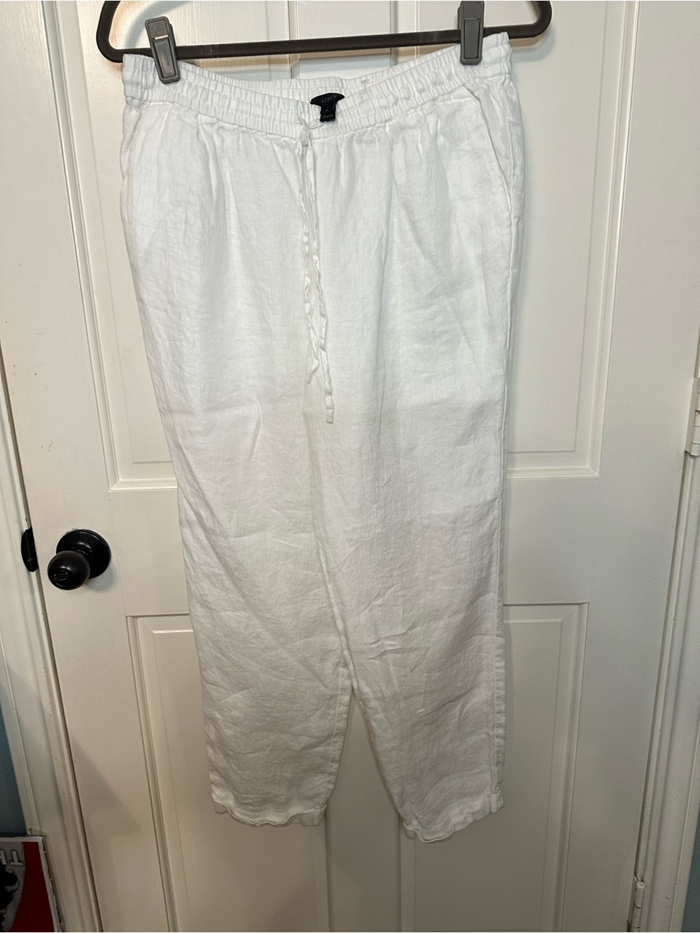 Women’s White Linen Drawstring Pants